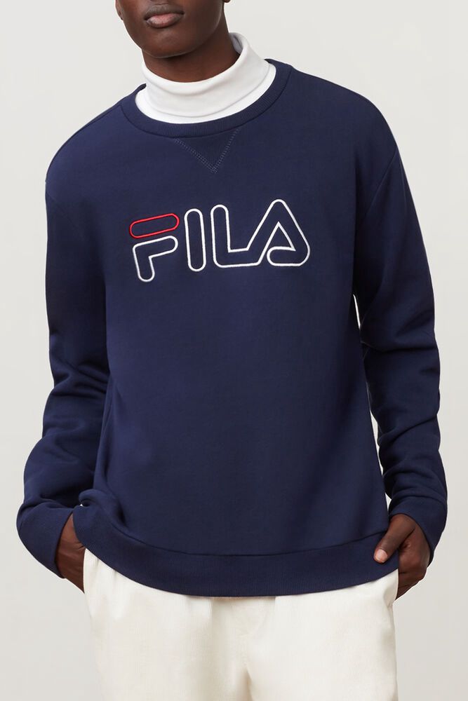 Fila Sweatshirt Basil Mens Navy - India UCZ-142580